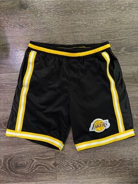 NBA Kids Black and Yellow Basketball Shorts with Team Patch